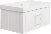 Тумба с раковиной La Fenice Cubo 80 белая, ручка белая