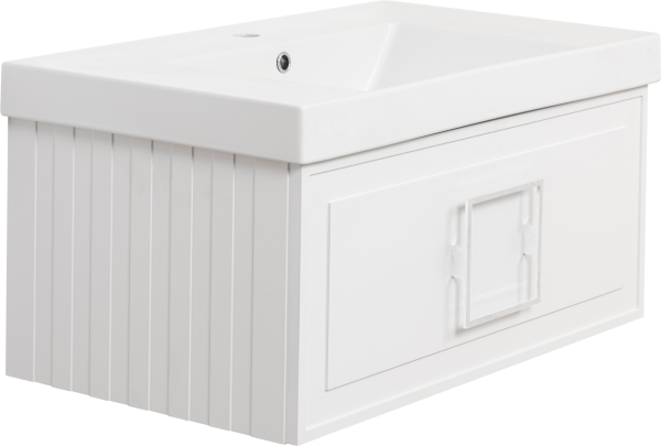 Тумба с раковиной La Fenice Cubo 80 белая, ручка белая