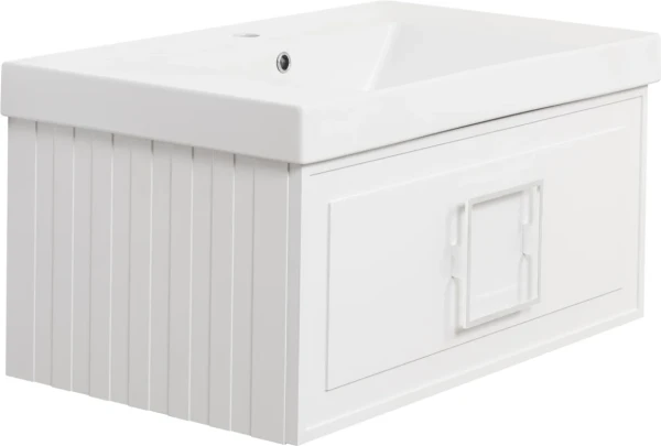 Тумба с раковиной La Fenice Cubo 80 белая, ручка белая