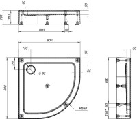 Поддон для душа Aquanet GL180 80x80 четверть круга