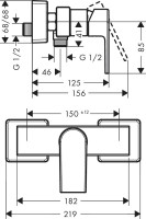Смеситель для душа Hansgrohe Vernis Shape 71650000 + Душевой гарнитур Hansgrohe Croma 100 Vario 27772000 Unica'C