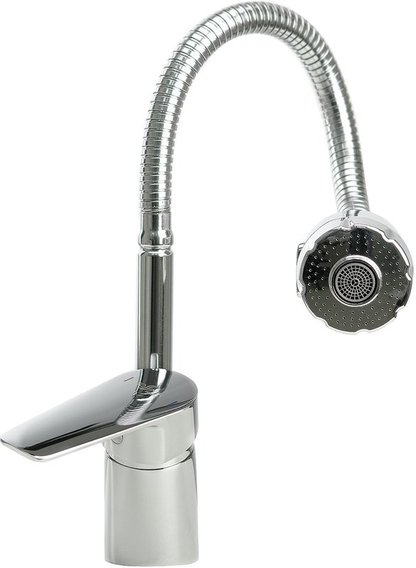 Комплект Мойка GranFest Smart SM 430 белый + Смеситель Rossinka S S35-26 с гибким изливом