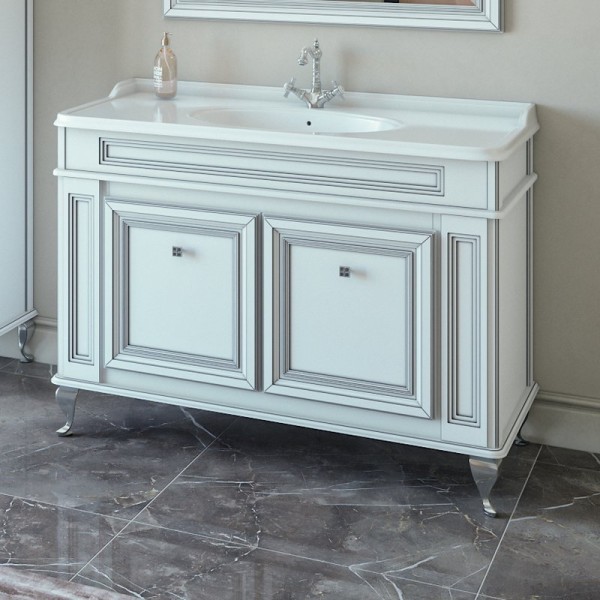 Тумба с раковиной Caprigo Fresco 120 белый с серебрянной патиной