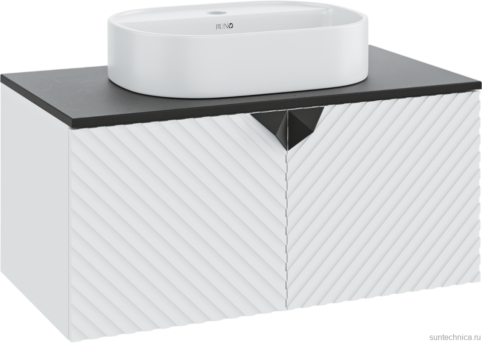 Мебель для ванной комнаты Runo Андорра 85 белая матовая, черная, раковина Nuovo 50