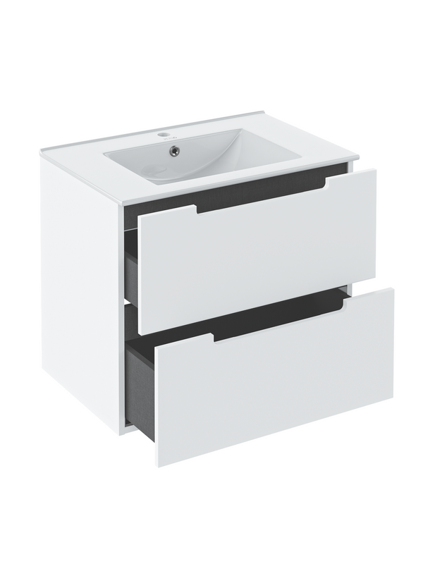 Тумба с раковиной Runo Lina 80 подвесная, глянцевая белая