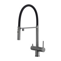 Смеситель для кухни Gappo G4397-89 с гибким изливом, оружейная сталь