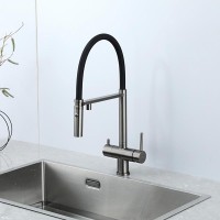 Смеситель для кухни Gappo G4397-89 с гибким изливом, оружейная сталь