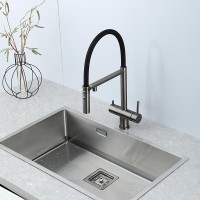 Смеситель для кухни Gappo G4397-89 с гибким изливом, оружейная сталь