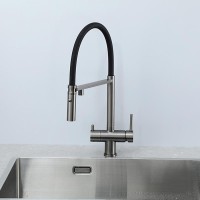 Смеситель для кухни Gappo G4397-89 с гибким изливом, оружейная сталь