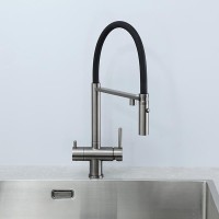 Смеситель для кухни Gappo G4397-89 с гибким изливом, оружейная сталь