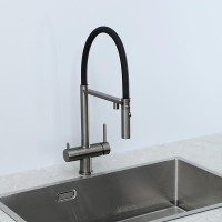 Смеситель для кухни Gappo G4397-89 с гибким изливом, оружейная сталь
