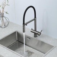 Смеситель для кухни Gappo G4397-89 с гибким изливом, оружейная сталь