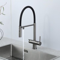 Смеситель для кухни Gappo G4397-89 с гибким изливом, оружейная сталь
