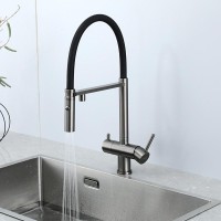 Смеситель для кухни Gappo G4397-89 с гибким изливом, оружейная сталь