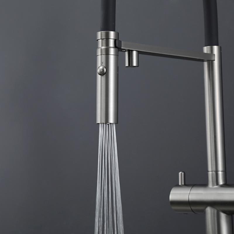 Смеситель для кухни Gappo G4397-89 с гибким изливом, оружейная сталь