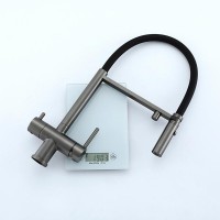 Смеситель для кухни Gappo G4397-89 с гибким изливом, оружейная сталь