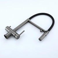 Смеситель для кухни Gappo G4397-89 с гибким изливом, оружейная сталь