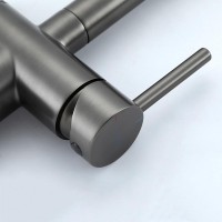 Смеситель для кухни Gappo G4397-89 с гибким изливом, оружейная сталь