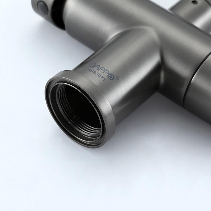 Смеситель для кухни Gappo G4397-89 с гибким изливом, оружейная сталь