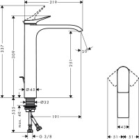 Смеситель для раковины Hansgrohe Vivenis 250 75040000 хром