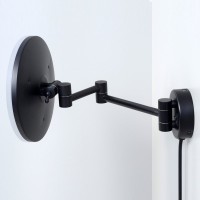 Косметическое зеркало Wasserkraft K-1004Black с подсветкой, двухстороннее, телескопическое, поворотное, черное матовое
