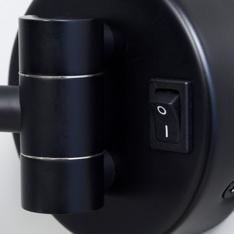 Косметическое зеркало Wasserkraft K-1004Black с подсветкой, двухстороннее, телескопическое, поворотное, черное матовое
