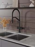Смеситель для кухни Agger Elegant A3241444 с гибким изливом, черный матовый