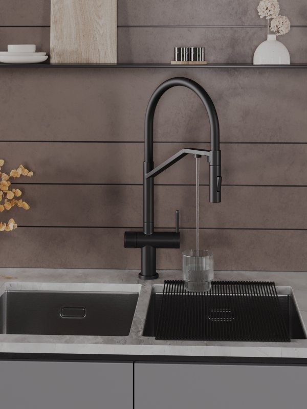 Смеситель для кухни Agger Elegant A3241444 с гибким изливом, черный матовый