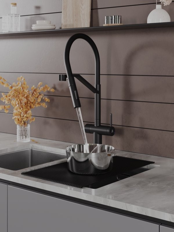 Смеситель для кухни Agger Elegant A3241444 с гибким изливом, черный матовый