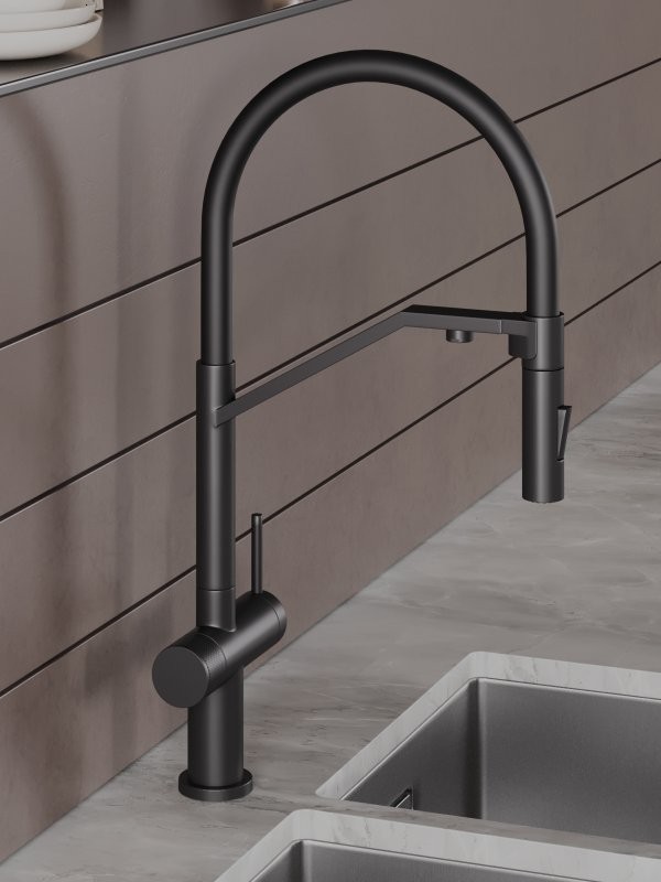 Смеситель для кухни Agger Elegant A3241444 с гибким изливом, черный матовый