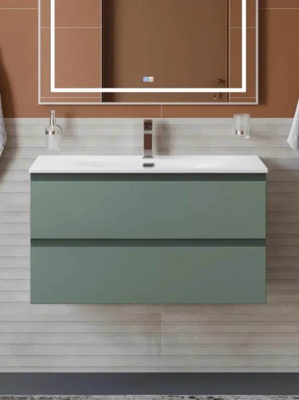 Тумба с раковиной BelBagno Kraft 90 подвесная, матовая еловая, раковина bb-8099-90