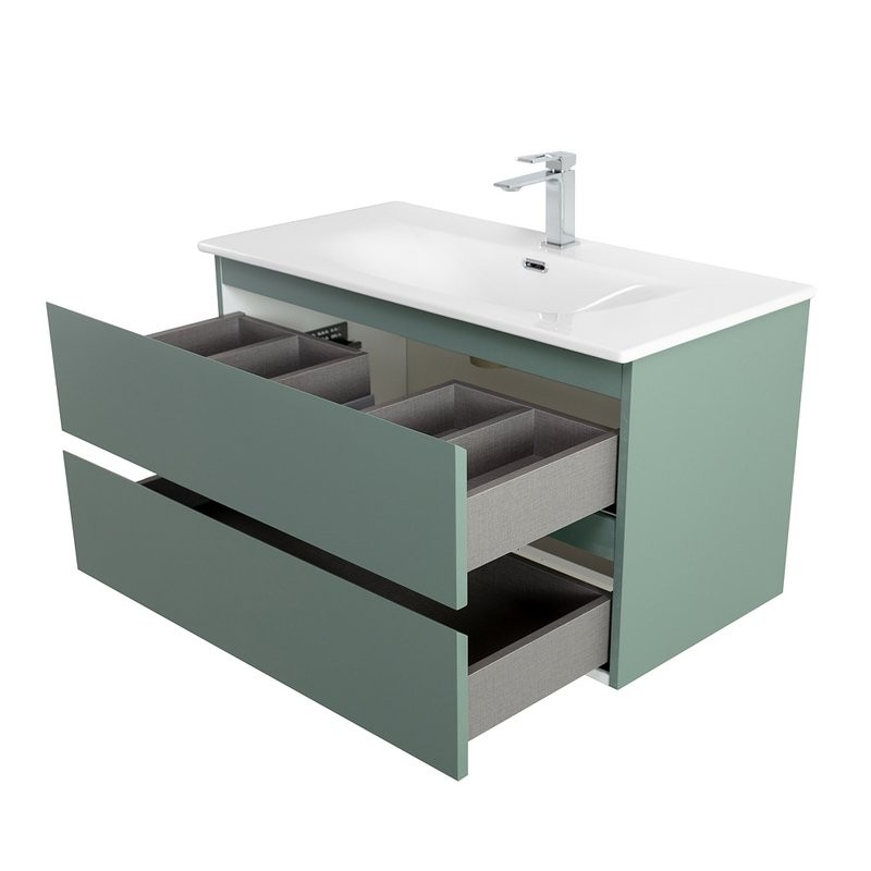 Тумба с раковиной BelBagno Kraft 90 подвесная, матовая еловая, раковина bb-8099-90