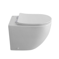 Унитаз приставной напольный BelBagno Sfera-r BB2141CBR/SC безободковый, с микролифтом, белый глянцевый