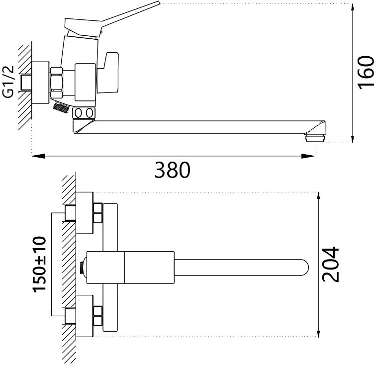 Смеситель с длинным изливом для ванны Haiba HB22818