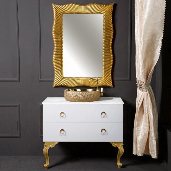 Мебель для ванной комнаты Armadi Art NeoArt 100 белая с ручками Moon золото, с ножками