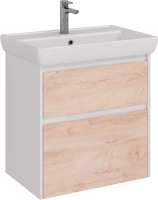 Тумба с раковиной Lemark Combi 70 дуб кантри, белая глянцевая