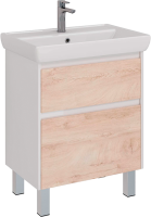 Тумба с раковиной Lemark Combi 70 дуб кантри, белая глянцевая