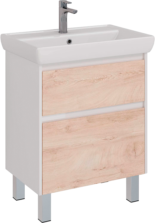 Тумба с раковиной Lemark Combi 70 дуб кантри, белая глянцевая