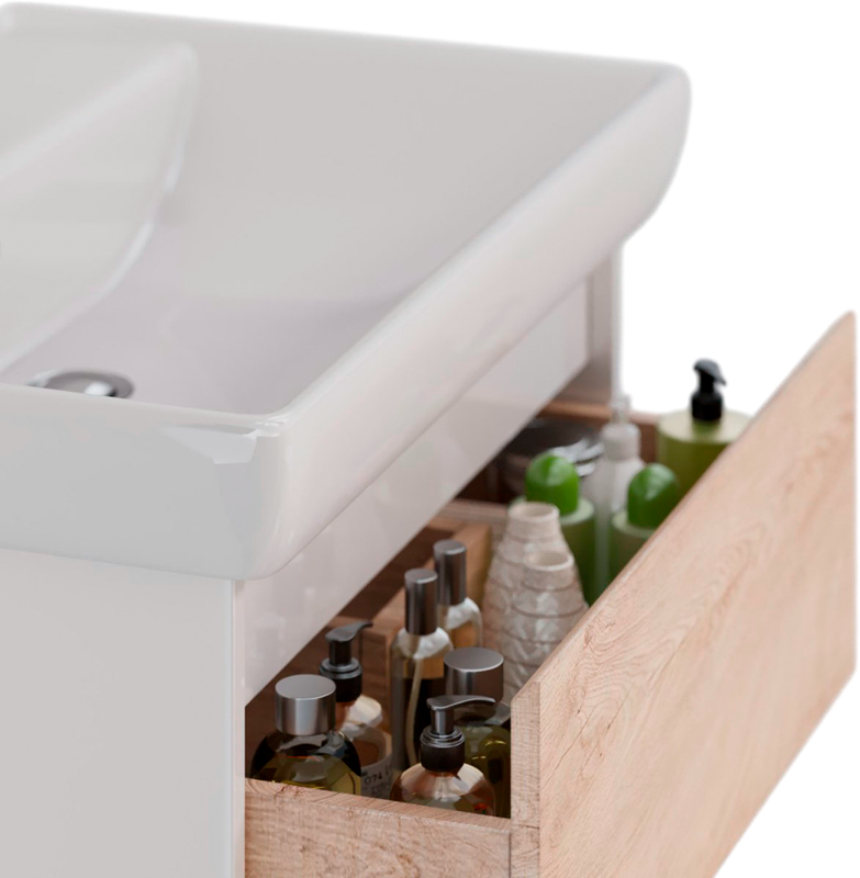 Тумба с раковиной Lemark Combi 70 дуб кантри, белая глянцевая