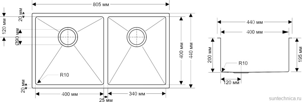 Мойка кухонная Seaman Eco Marino SME-805DR.A
