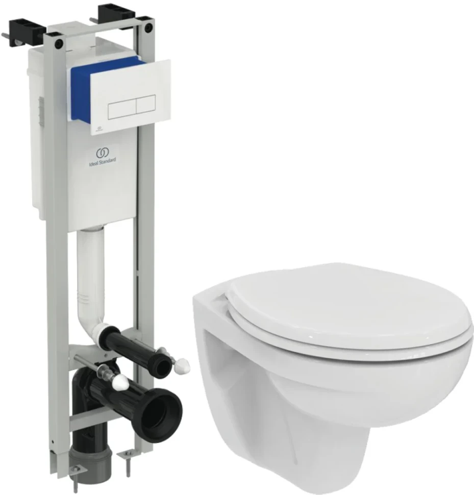 Комплект Унитаз подвесной Ideal Standard Eurovit K881201 безободковый + Инсталляция Prosys Eco Frame M E2332AC кнопка смыва белая