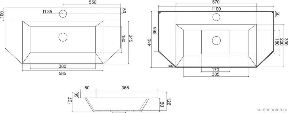 Тумба с раковиной Misty Терра 110 белая