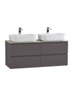 Тумба под раковину со столешницей BelBagno Kraft 120 подвесная, матовая темно-серая, столешница kep-120-2-cem, для двоих