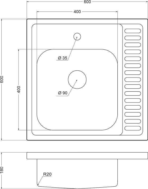 Мойка кухонная Emar Steel T6060LQ L