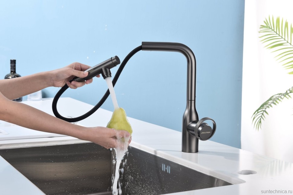 Смеситель для кухни Paulmark Urban Ur213104-GM вороненая сталь