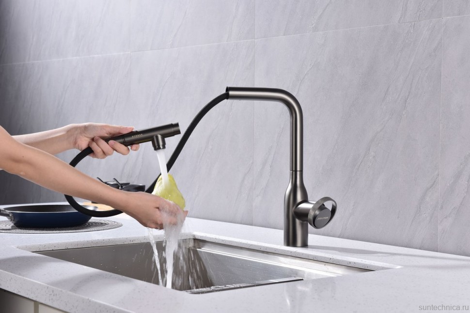 Смеситель для кухни Paulmark Urban Ur213104-GM вороненая сталь