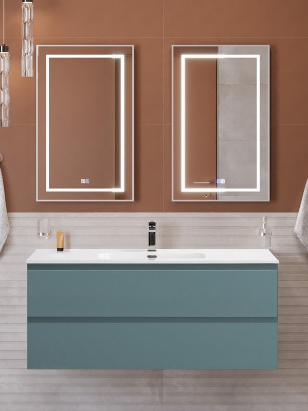 Мебель для ванной комнаты BelBagno Kraft 120 подвесная, матовая голубая, раковина bb1200etl