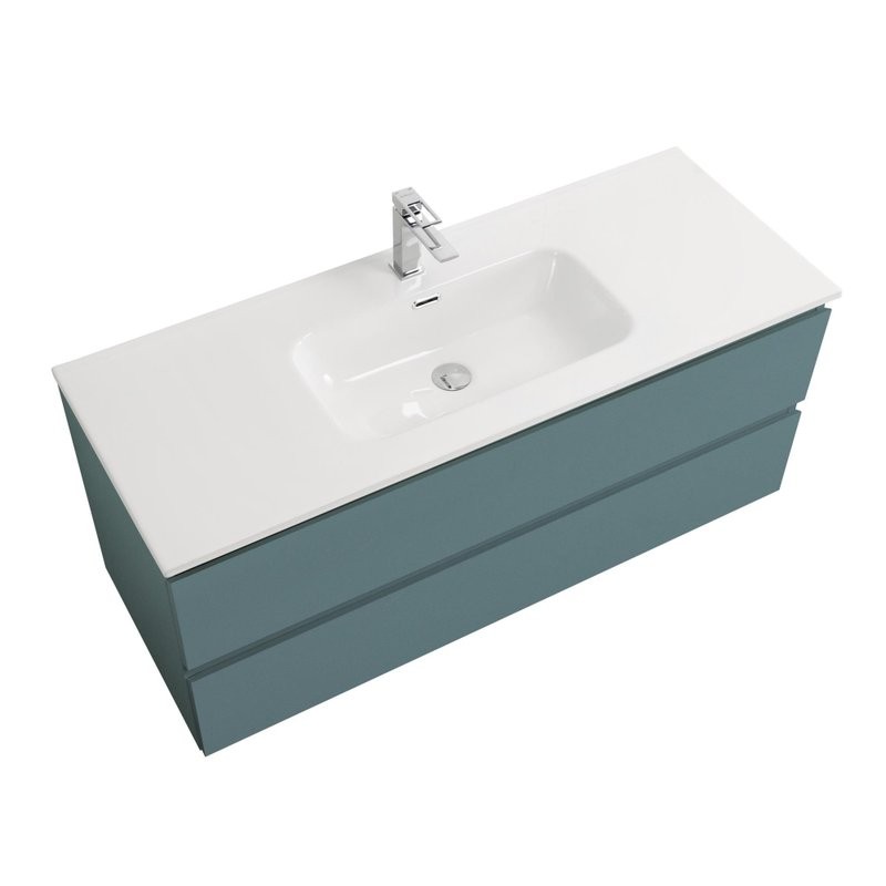 Мебель для ванной комнаты BelBagno Kraft 120 подвесная, матовая голубая, раковина bb1200etl