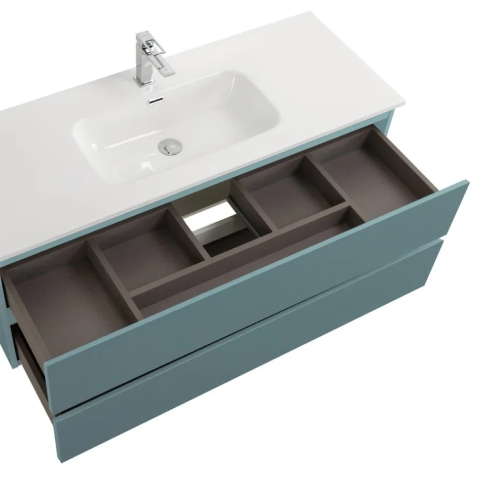 Мебель для ванной комнаты BelBagno Kraft 120 подвесная, матовая голубая, раковина bb1200etl
