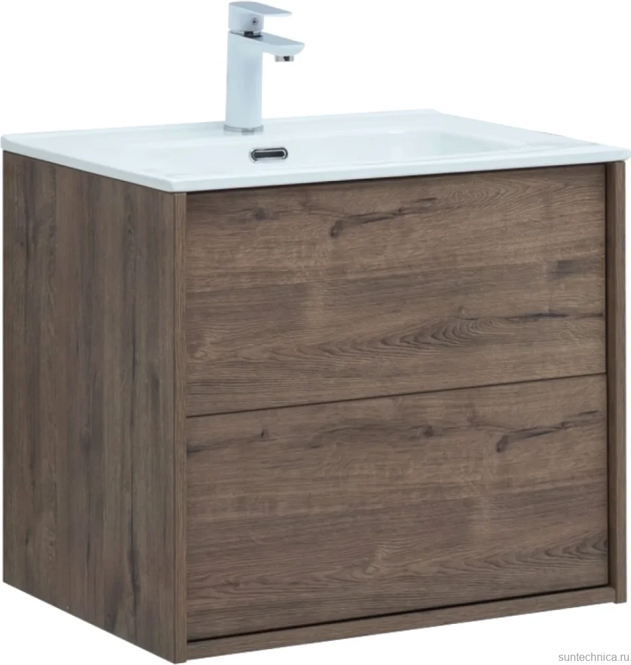 Тумба с раковиной Aquanet Lino 60 дуб веллингтон, Flat 60